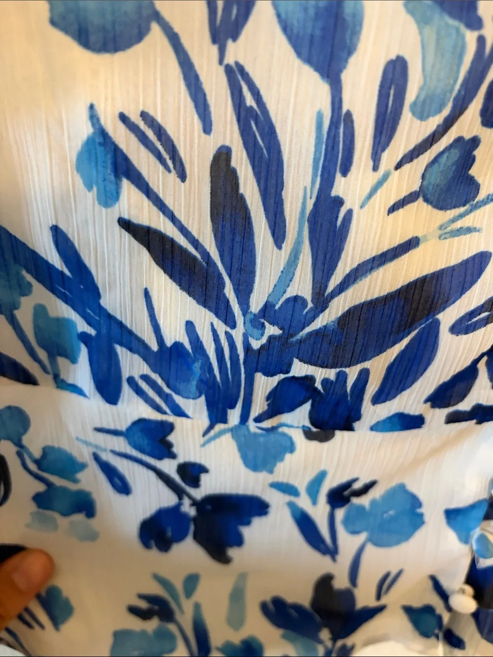 Banana Republic White Blouse with Blue Floral Print